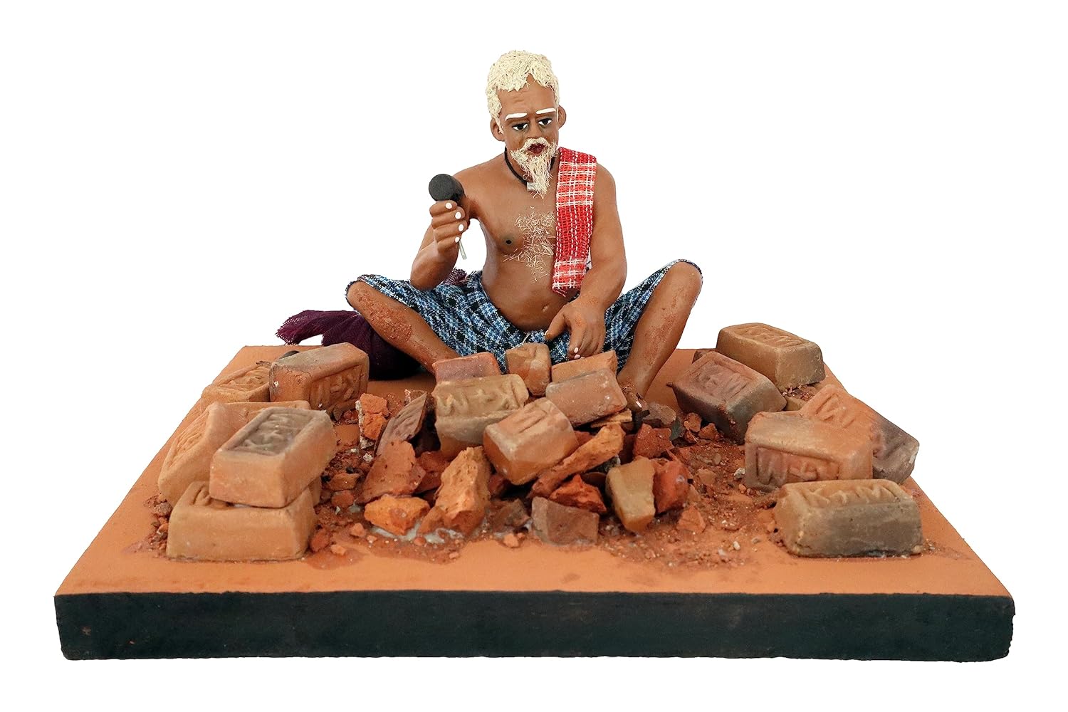 Niharika Collections Krishnanagar Handmade Clay Gift and Decor Sitting Human Figure Miniature Idol-Brick Breaker-Prime-Stumbit Arts